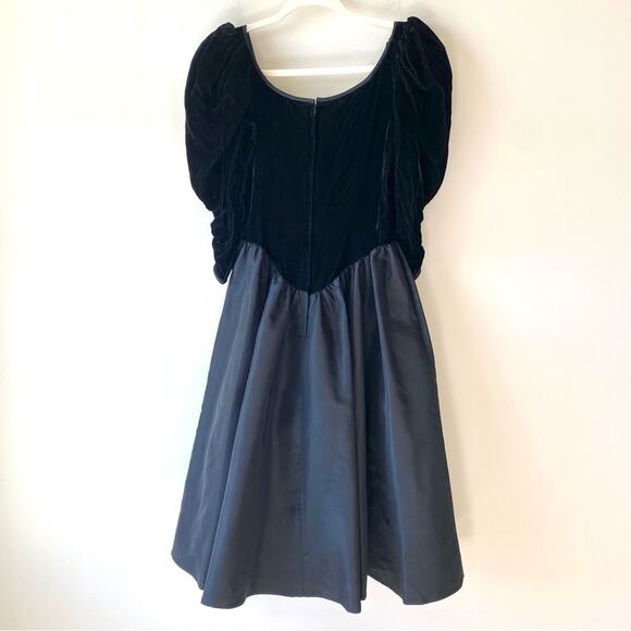 VTG Gunne Sax Jessica McClintock Black Velvet 80s Formal Dress Sz 7 Goth - Picture 10 of 10